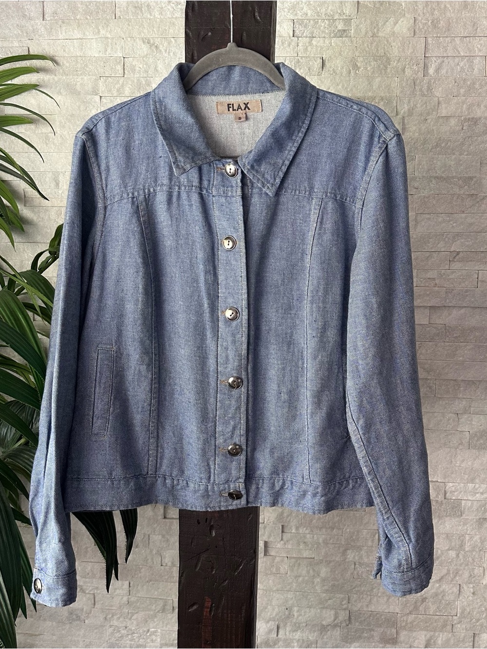 Flax Engelhart Light Blue Linen Cotton Shirt Jacket Size small - Picture 2 of 8